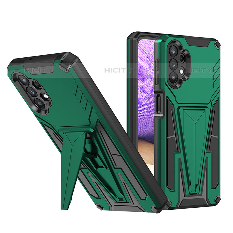 Coque Contour Silicone et Plastique Housse Etui Mat avec Support MQ1 pour Samsung Galaxy M32 5G Vert Plus