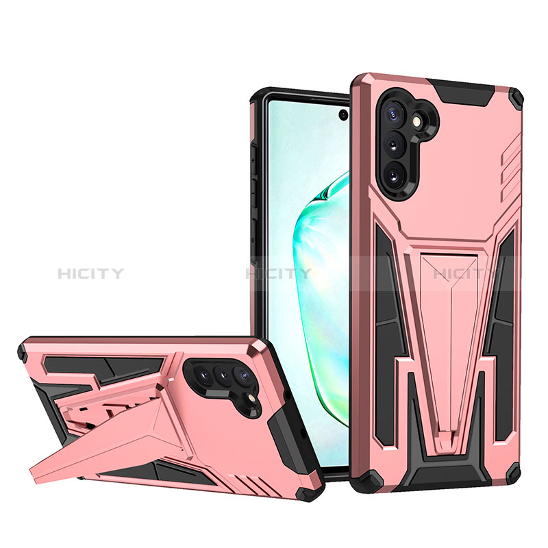 Coque Contour Silicone et Plastique Housse Etui Mat avec Support MQ1 pour Samsung Galaxy Note 10 5G Plus