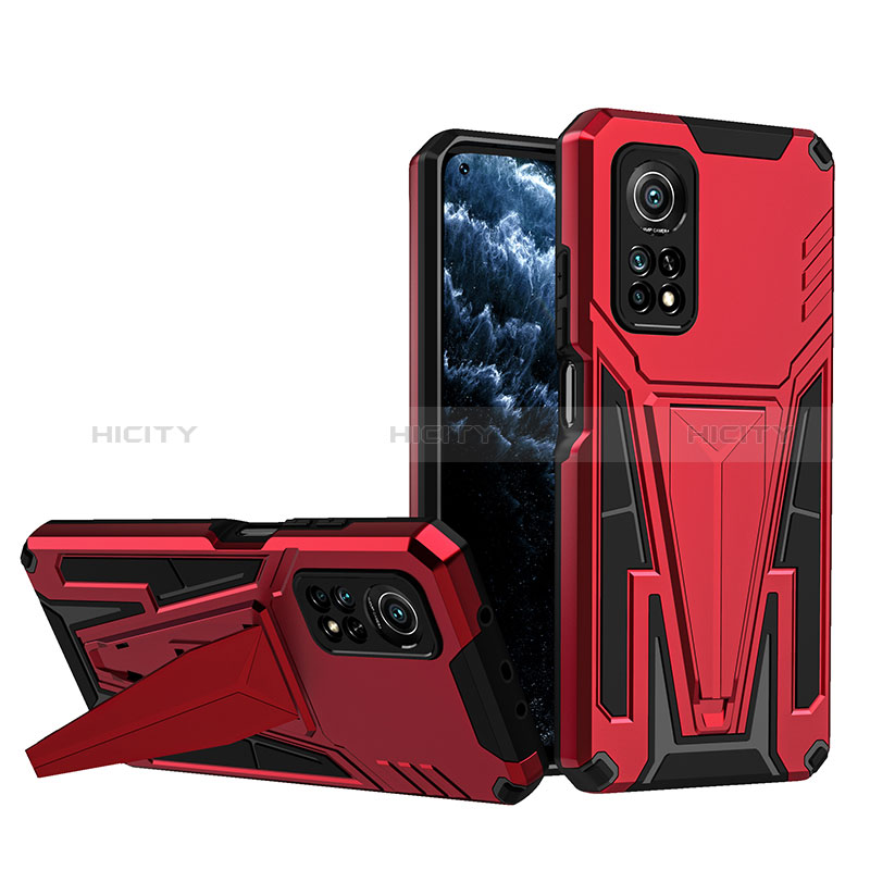 Coque Contour Silicone et Plastique Housse Etui Mat avec Support MQ1 pour Xiaomi Mi 10T 5G Plus