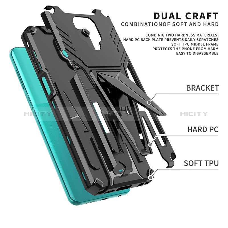 Coque Contour Silicone et Plastique Housse Etui Mat avec Support MQ1 pour Xiaomi Poco M2 Pro Plus