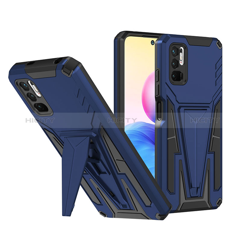 Coque Contour Silicone et Plastique Housse Etui Mat avec Support MQ1 pour Xiaomi POCO M3 Pro 5G Plus