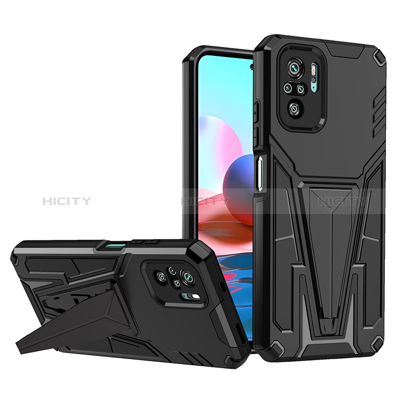 Coque Contour Silicone et Plastique Housse Etui Mat avec Support MQ1 pour Xiaomi Poco M5S Noir Plus