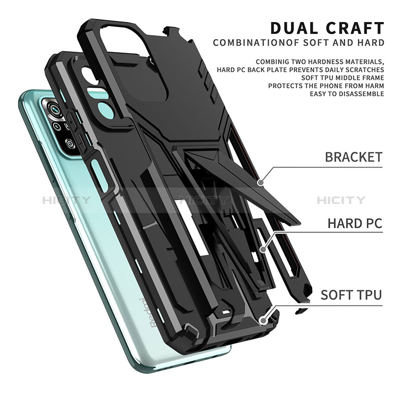 Coque Contour Silicone et Plastique Housse Etui Mat avec Support MQ1 pour Xiaomi Poco M5S Plus