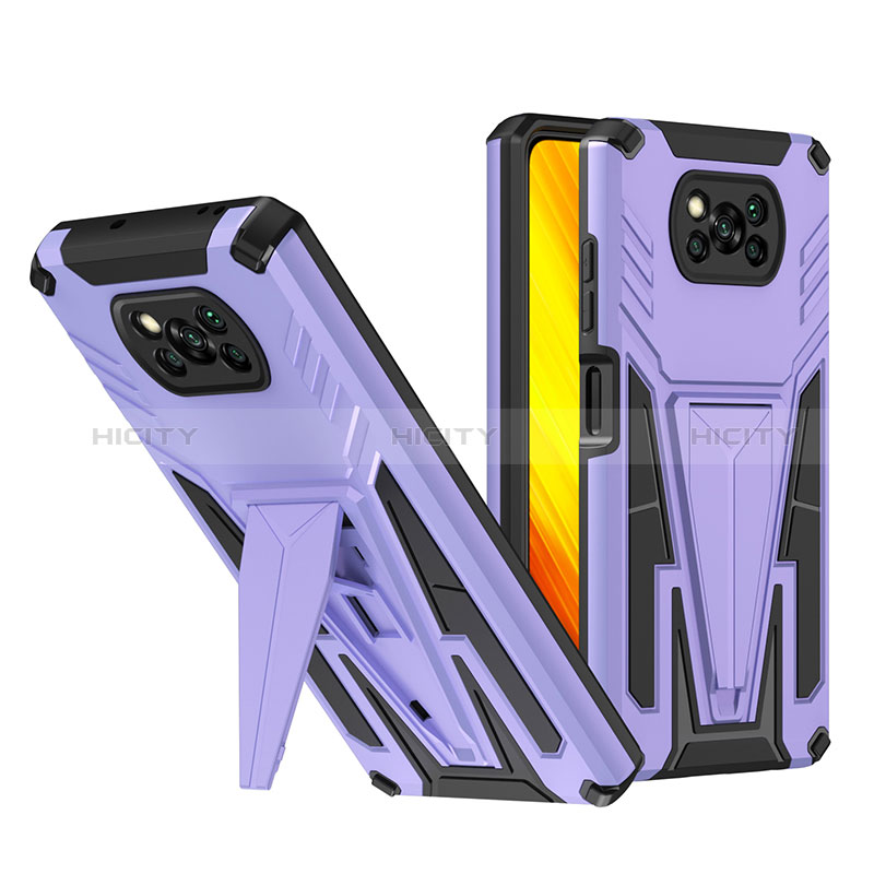 Coque Contour Silicone et Plastique Housse Etui Mat avec Support MQ1 pour Xiaomi Poco X3 Plus