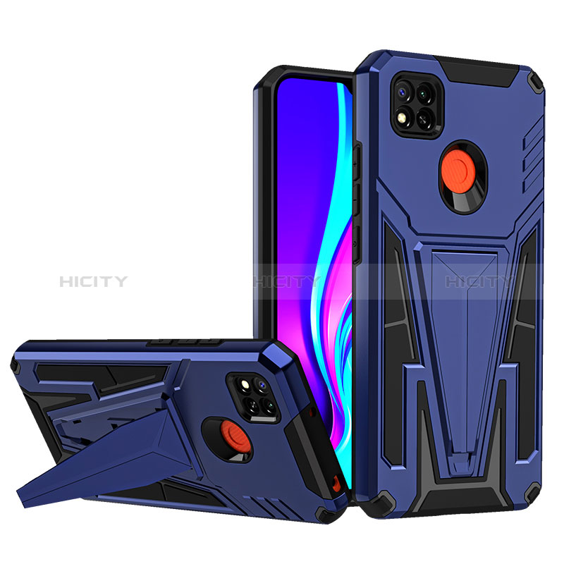 Coque Contour Silicone et Plastique Housse Etui Mat avec Support MQ1 pour Xiaomi Redmi 9 Activ Plus