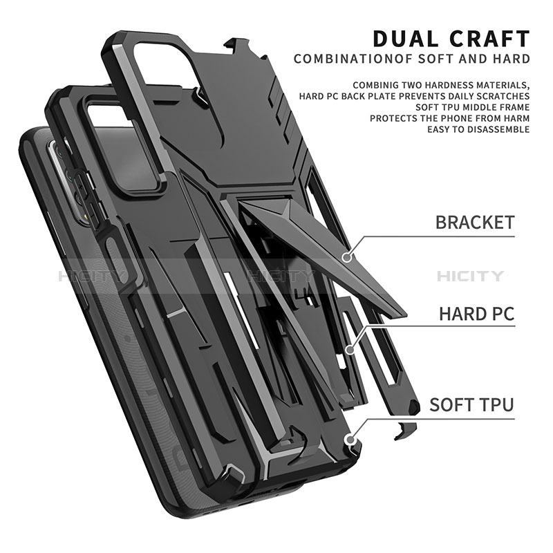 Coque Contour Silicone et Plastique Housse Etui Mat avec Support MQ1 pour Xiaomi Redmi 9T 4G Plus