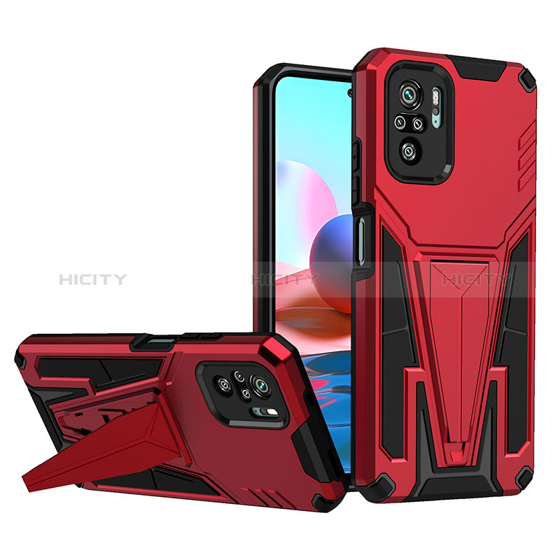 Coque Contour Silicone et Plastique Housse Etui Mat avec Support MQ1 pour Xiaomi Redmi Note 10 4G Plus