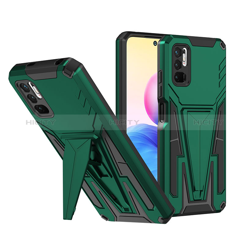 Coque Contour Silicone et Plastique Housse Etui Mat avec Support MQ1 pour Xiaomi Redmi Note 10 5G Plus