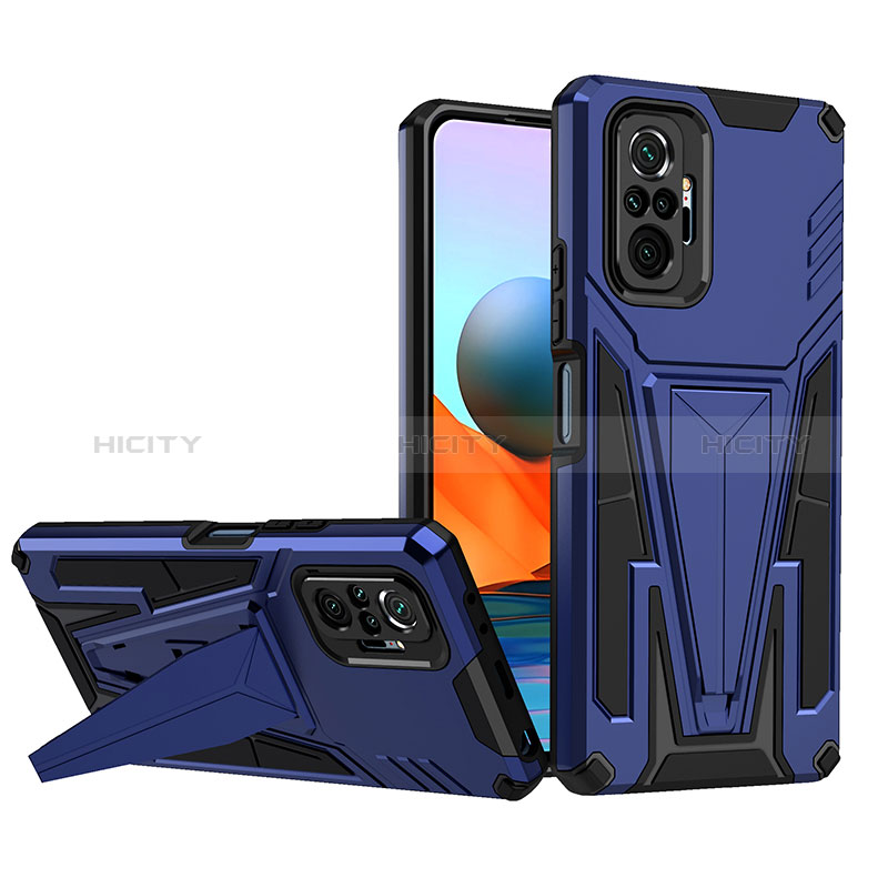 Coque Contour Silicone et Plastique Housse Etui Mat avec Support MQ1 pour Xiaomi Redmi Note 10 Pro 4G Plus