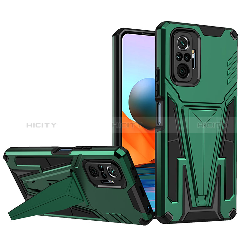 Coque Contour Silicone et Plastique Housse Etui Mat avec Support MQ1 pour Xiaomi Redmi Note 10 Pro Max Plus