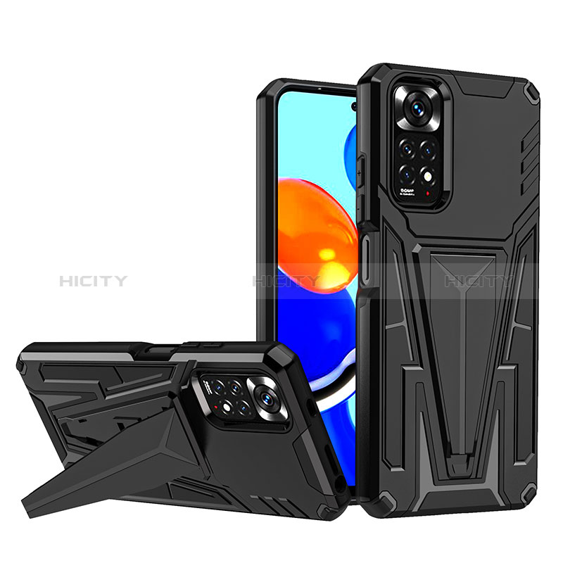 Coque Contour Silicone et Plastique Housse Etui Mat avec Support MQ1 pour Xiaomi Redmi Note 11 4G (2022) Plus