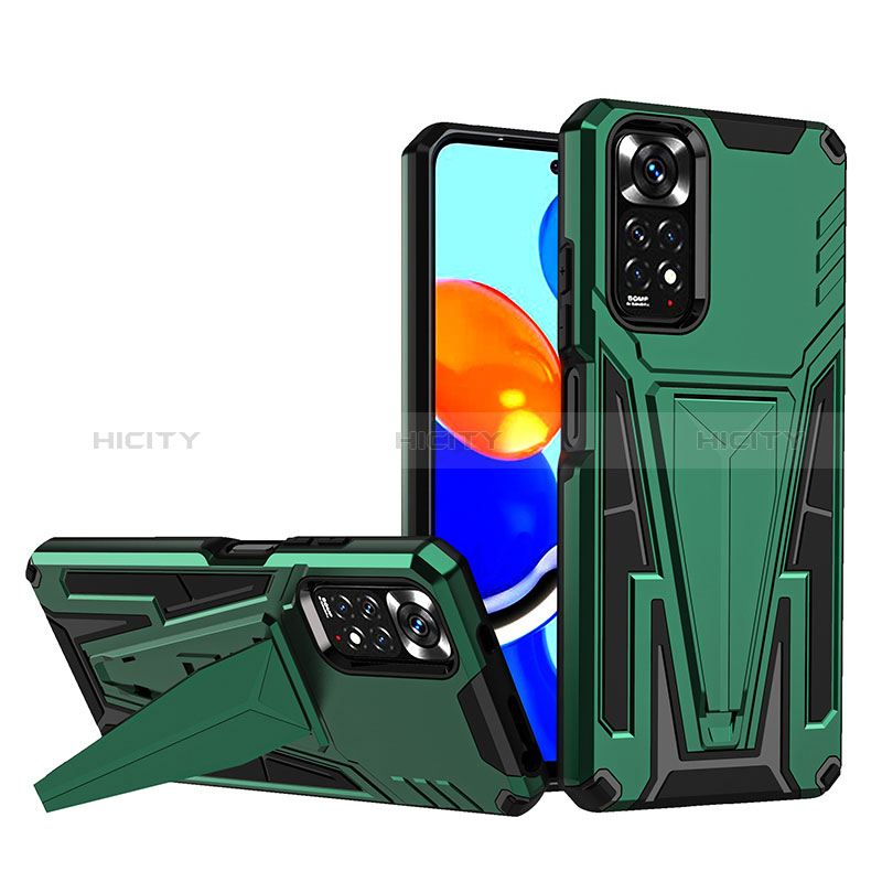 Coque Contour Silicone et Plastique Housse Etui Mat avec Support MQ1 pour Xiaomi Redmi Note 11 4G (2022) Plus