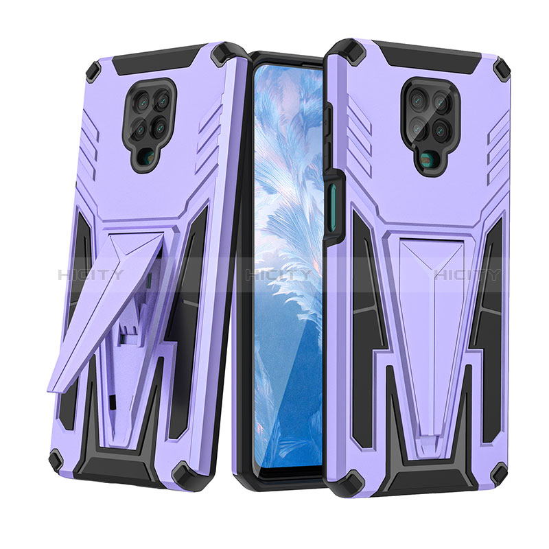 Coque Contour Silicone et Plastique Housse Etui Mat avec Support MQ1 pour Xiaomi Redmi Note 9 Pro Plus