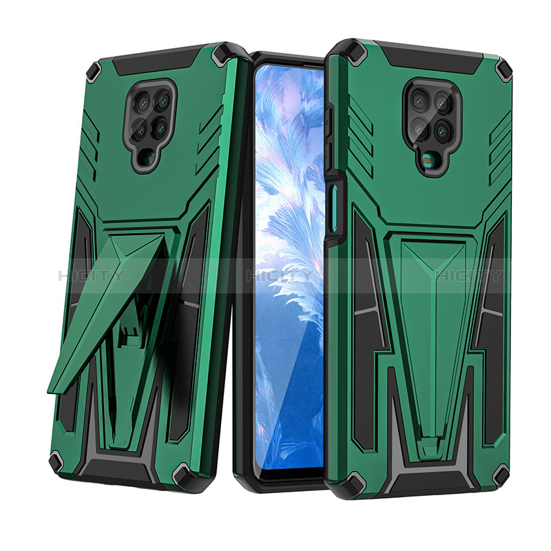 Coque Contour Silicone et Plastique Housse Etui Mat avec Support MQ1 pour Xiaomi Redmi Note 9 Pro Plus