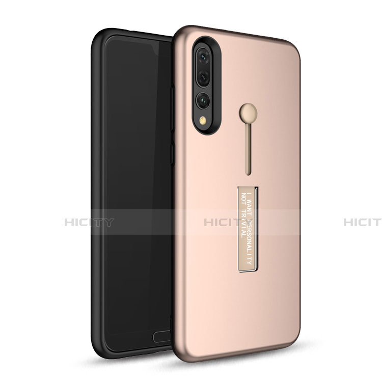 Coque Contour Silicone et Plastique Housse Etui Mat avec Support P01 pour Huawei P20 Pro Or Rose Plus