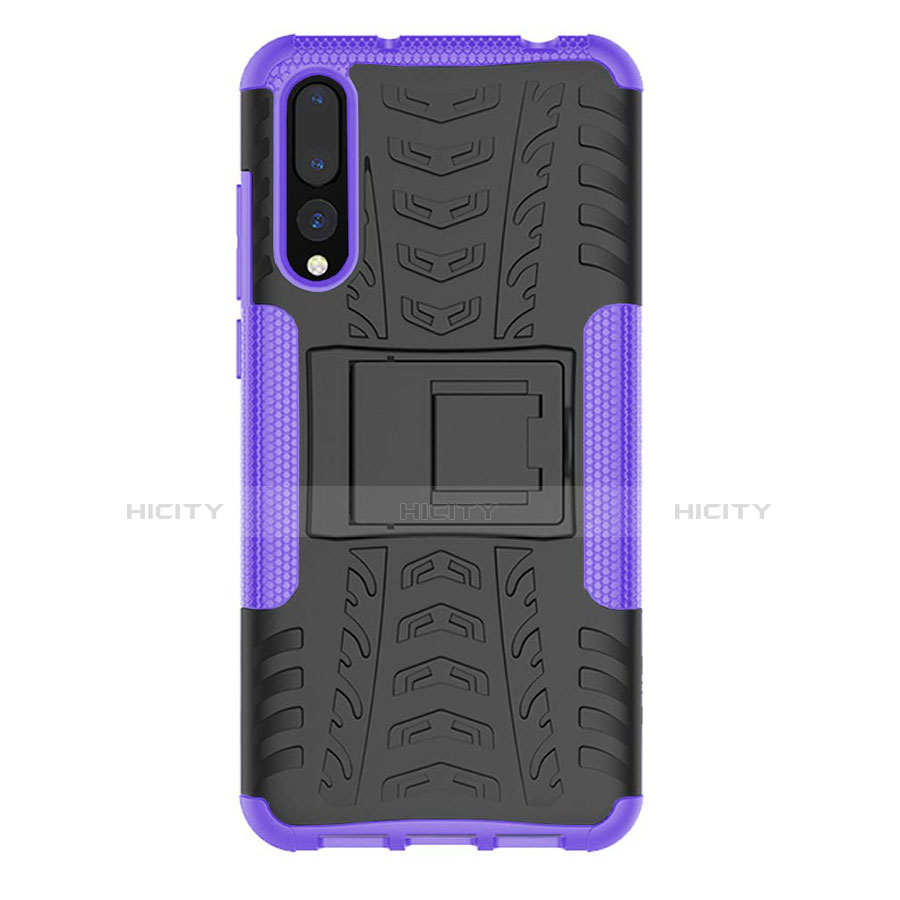 Coque Contour Silicone et Plastique Housse Etui Mat avec Support P02 pour Huawei P20 Pro Violet Plus