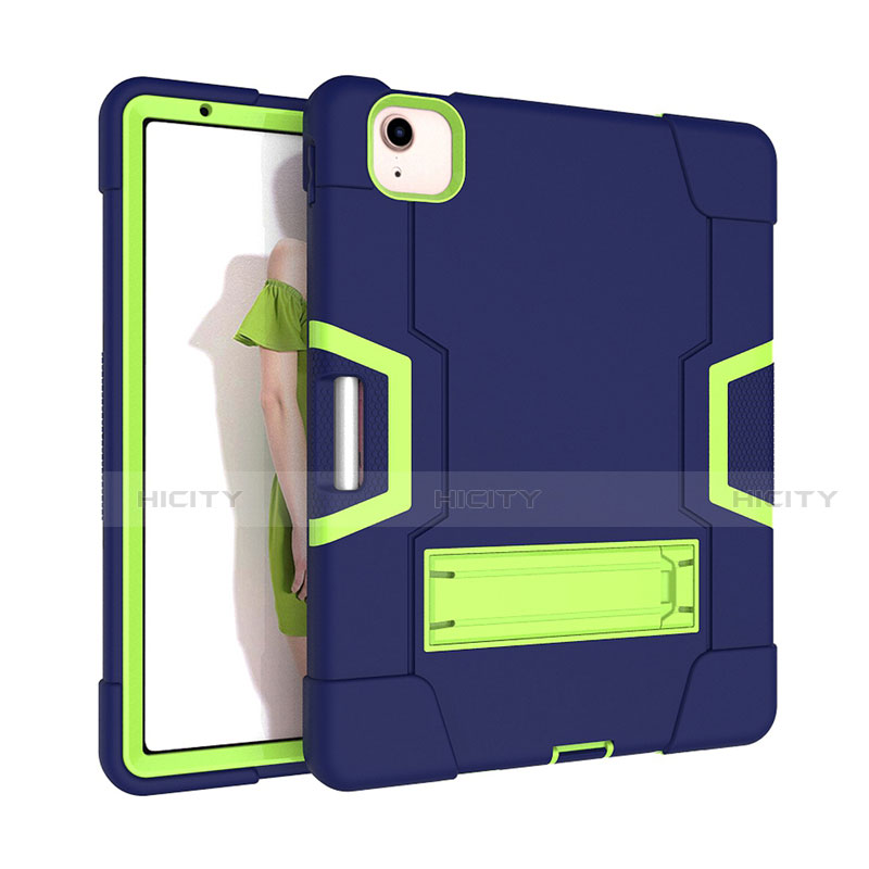 Coque Contour Silicone et Plastique Housse Etui Mat avec Support pour Apple iPad Air 5 10.9 (2022) Vert Plus