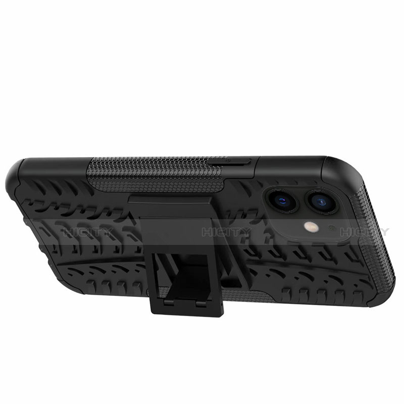 Coque Contour Silicone et Plastique Housse Etui Mat avec Support pour Apple iPhone 12 Mini Plus