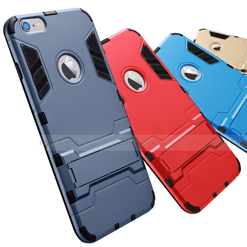 Coque Contour Silicone et Plastique Housse Etui Mat avec Support pour Apple iPhone 6S Plus Plus