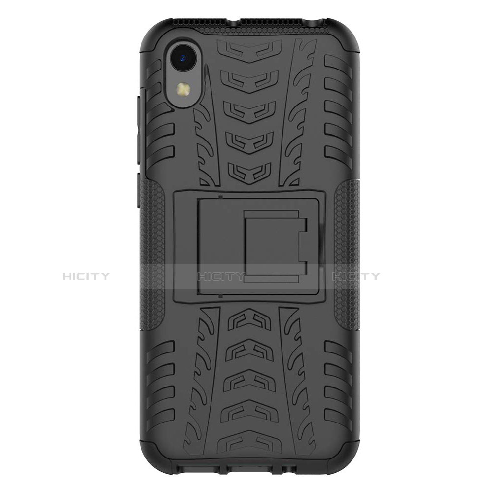 Coque Contour Silicone et Plastique Housse Etui Mat avec Support pour Huawei Enjoy 8S Noir Plus