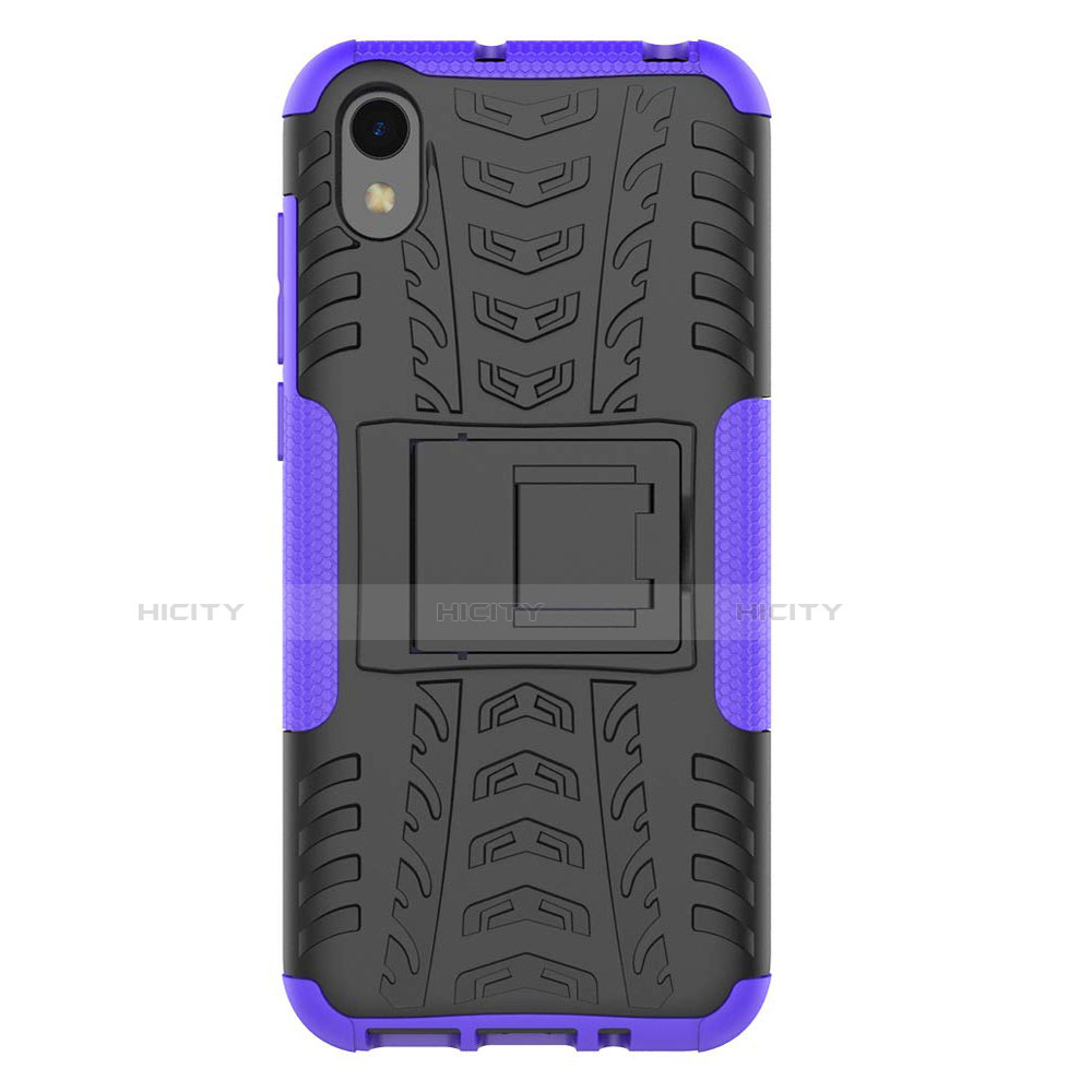 Coque Contour Silicone et Plastique Housse Etui Mat avec Support pour Huawei Enjoy 8S Violet Plus