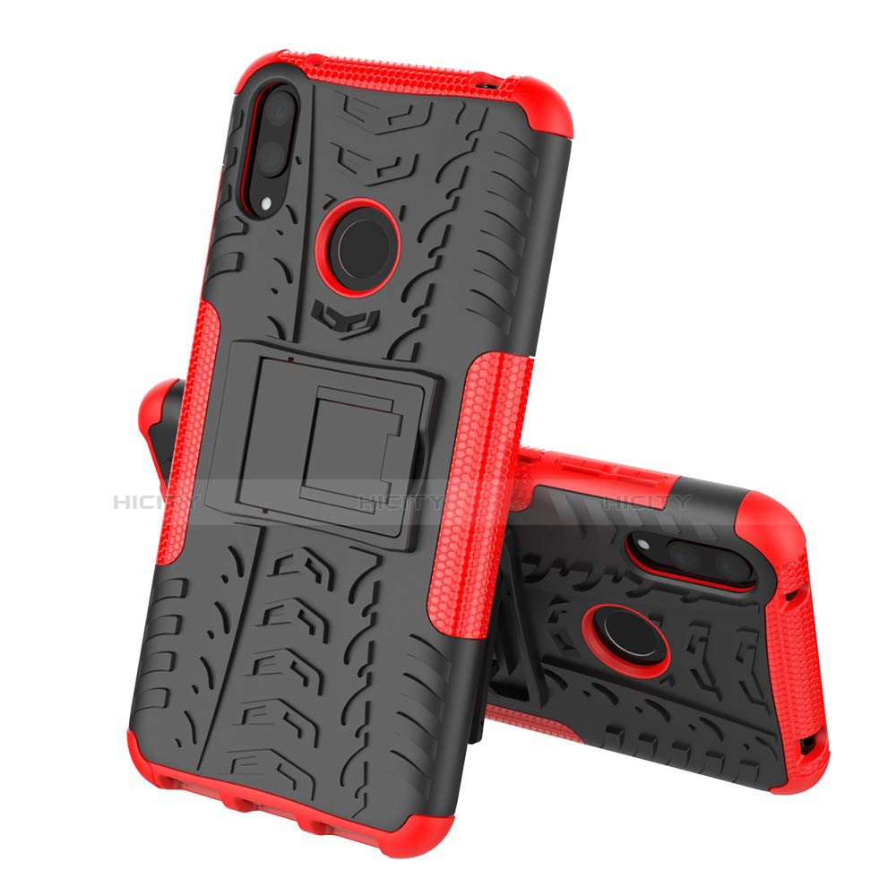 Coque Contour Silicone et Plastique Housse Etui Mat avec Support pour Huawei Enjoy 9 Rouge Plus