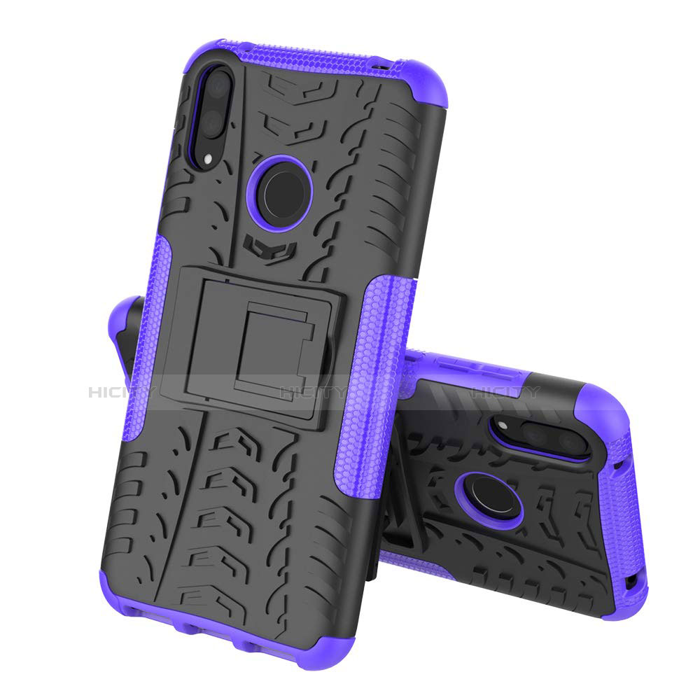 Coque Contour Silicone et Plastique Housse Etui Mat avec Support pour Huawei Enjoy 9 Violet Plus