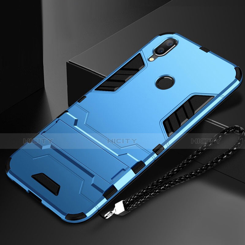 Coque Contour Silicone et Plastique Housse Etui Mat avec Support pour Huawei Honor 10 Lite Bleu Ciel Plus