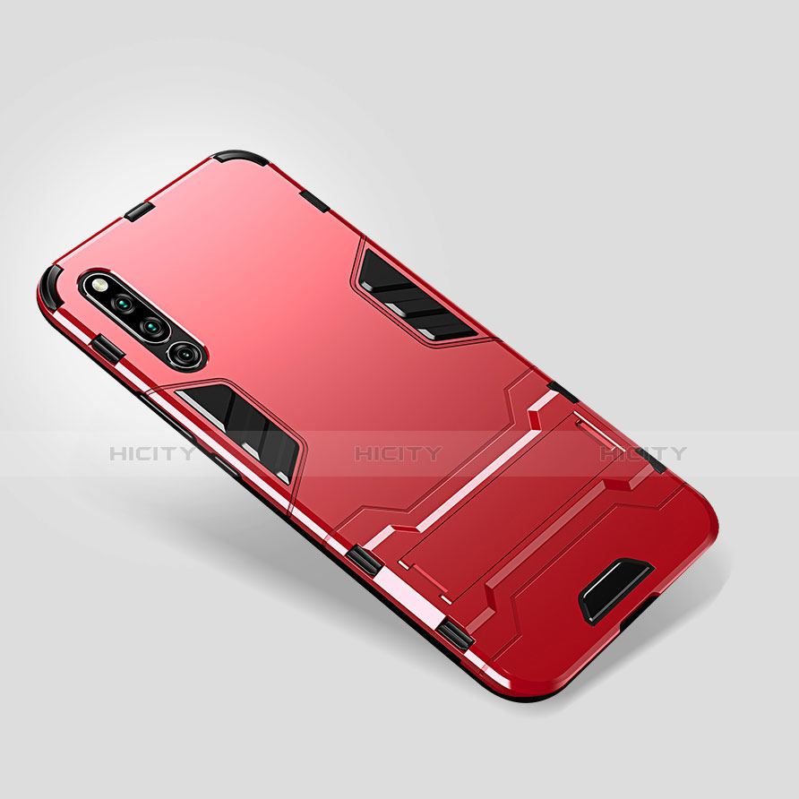 Coque Contour Silicone et Plastique Housse Etui Mat avec Support pour Huawei Honor Magic 2 Rouge Plus