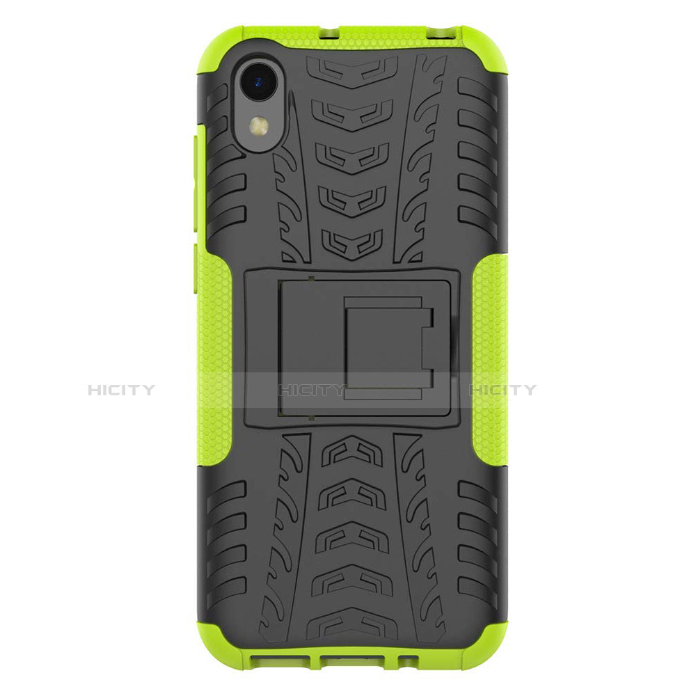 Coque Contour Silicone et Plastique Housse Etui Mat avec Support pour Huawei Honor Play 8 Vert Plus