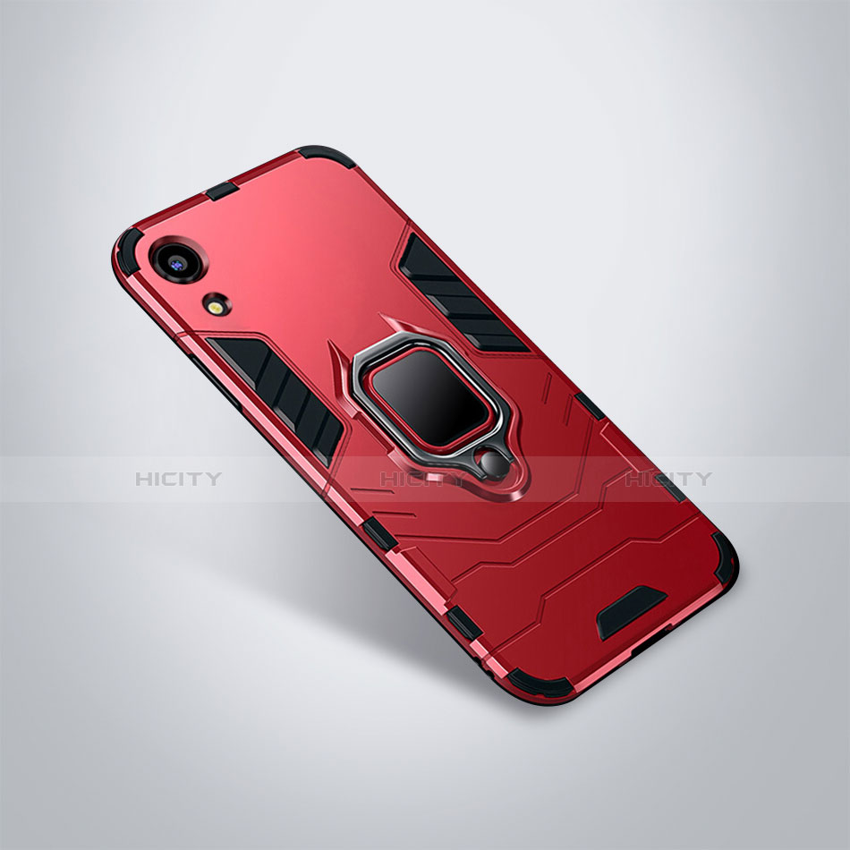 Coque Contour Silicone et Plastique Housse Etui Mat avec Support pour Huawei Honor Play 8A Rouge Plus