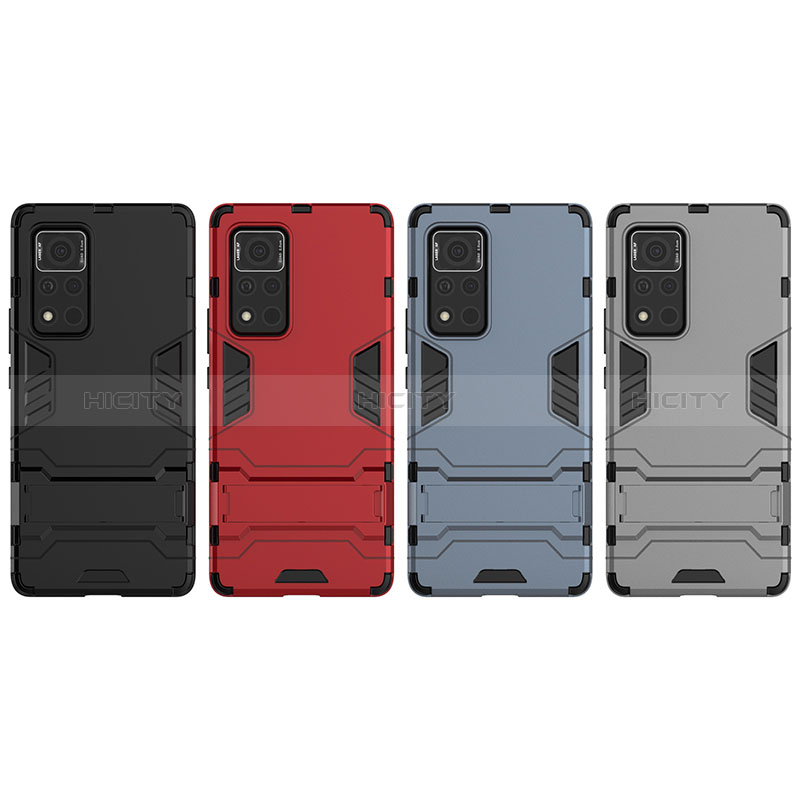 Coque Contour Silicone et Plastique Housse Etui Mat avec Support pour Huawei Honor V40 5G Plus