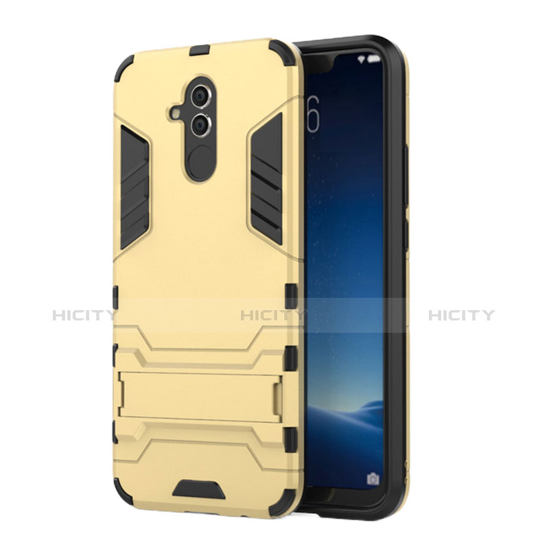 Coque Contour Silicone et Plastique Housse Etui Mat avec Support pour Huawei Mate 20 Lite Or Plus