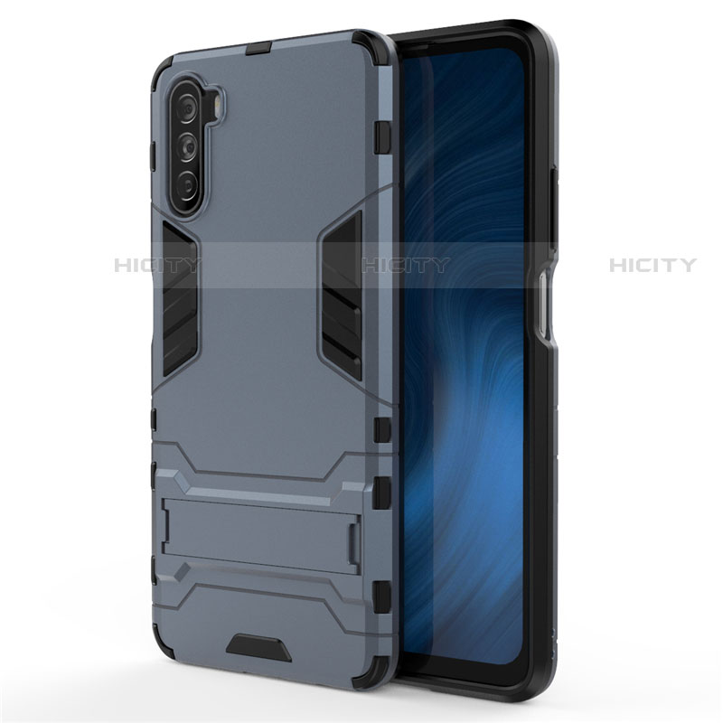 Coque Contour Silicone et Plastique Housse Etui Mat avec Support pour Huawei Mate 40 Lite 5G Bleu Plus