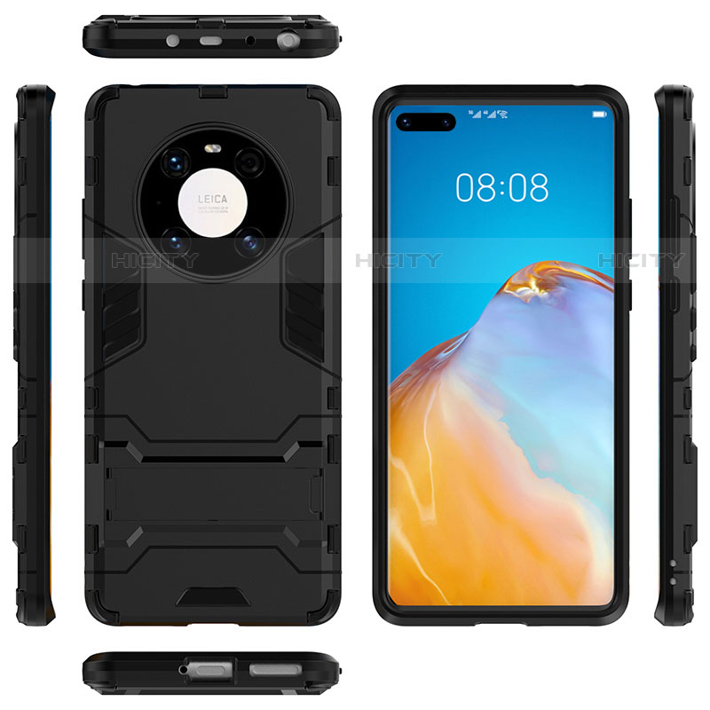 Coque Contour Silicone et Plastique Housse Etui Mat avec Support pour Huawei Mate 40 Pro Plus