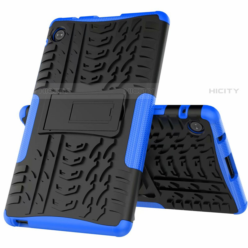 Coque Contour Silicone et Plastique Housse Etui Mat avec Support pour Huawei MatePad T 8 Bleu Plus