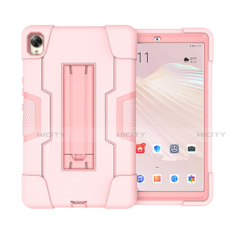 Coque Contour Silicone et Plastique Housse Etui Mat avec Support pour Huawei MediaPad M6 10.8 Rose Plus