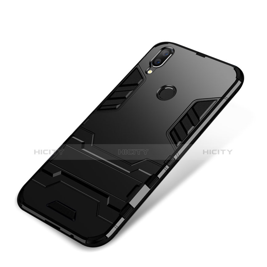 Coque Contour Silicone et Plastique Housse Etui Mat avec Support pour Huawei Nova 3i Noir Plus