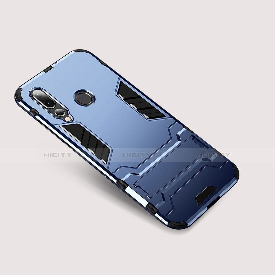 Coque Contour Silicone et Plastique Housse Etui Mat avec Support pour Huawei Nova 4 Bleu Plus