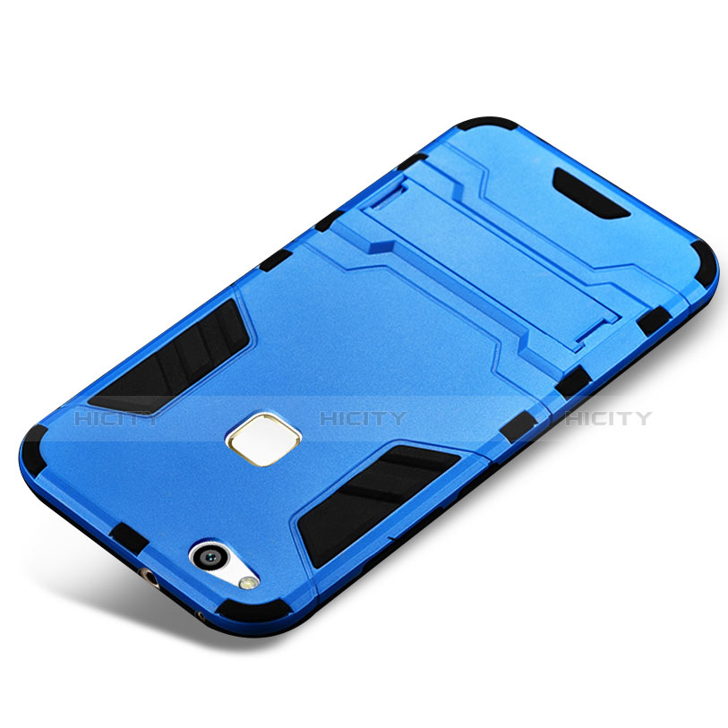 Coque Contour Silicone et Plastique Housse Etui Mat avec Support pour Huawei P10 Lite Bleu Plus