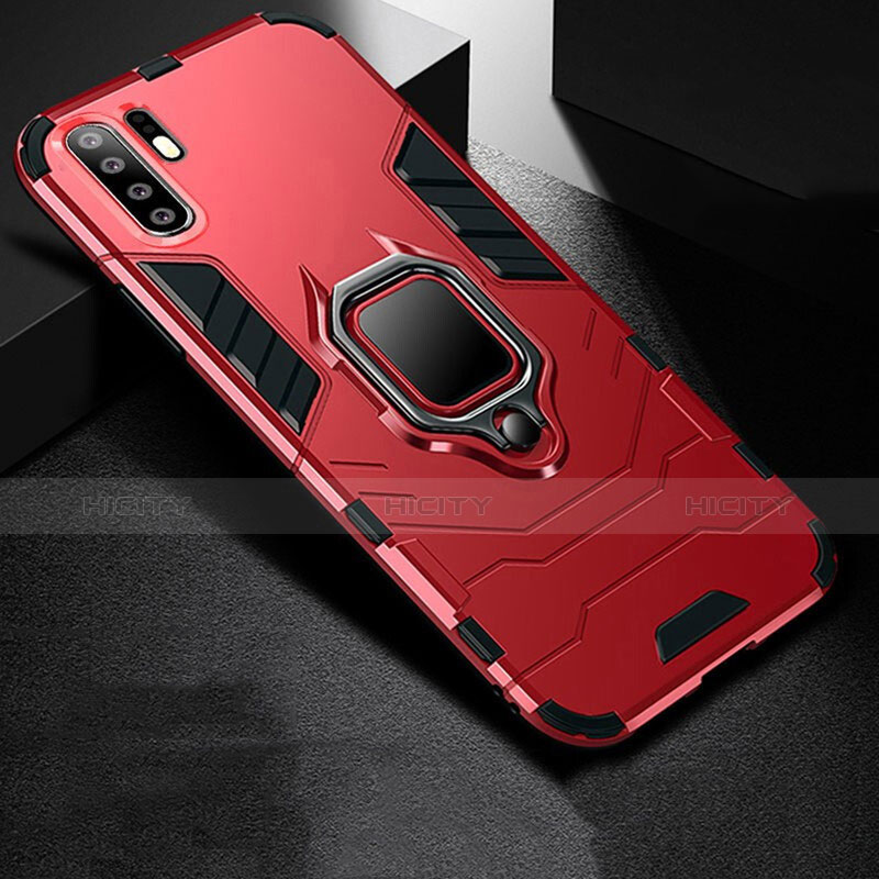 Coque Contour Silicone et Plastique Housse Etui Mat avec Support pour Huawei P30 Pro New Edition Rouge Plus