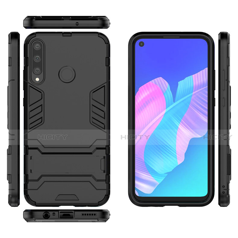 Coque Contour Silicone et Plastique Housse Etui Mat avec Support pour Huawei P40 Lite E Plus