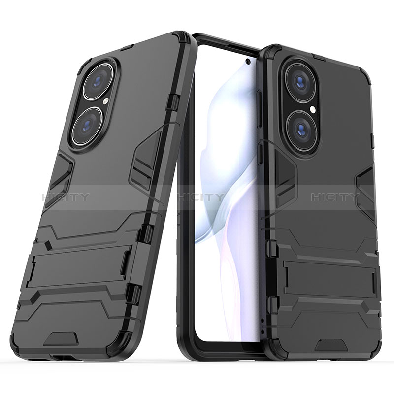 Coque Contour Silicone et Plastique Housse Etui Mat avec Support pour Huawei P50 Pro Plus