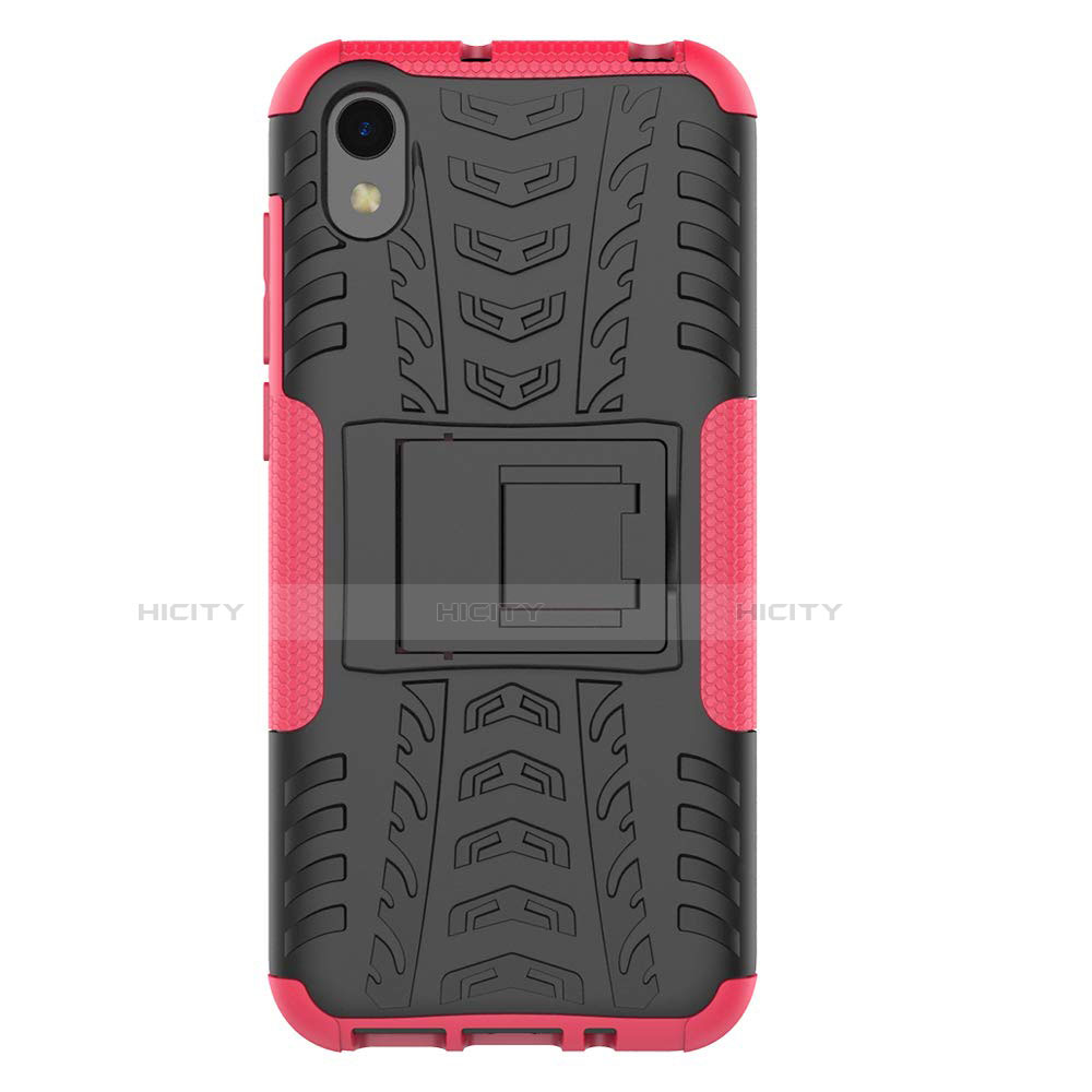 Coque Contour Silicone et Plastique Housse Etui Mat avec Support pour Huawei Y5 (2019) Rose Plus