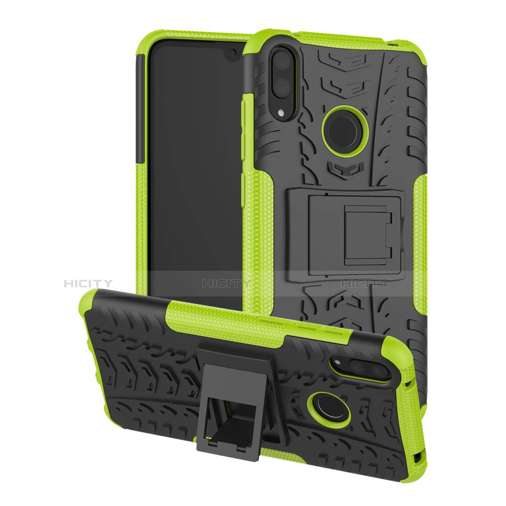 Coque Contour Silicone et Plastique Housse Etui Mat avec Support pour Huawei Y7 (2019) Plus