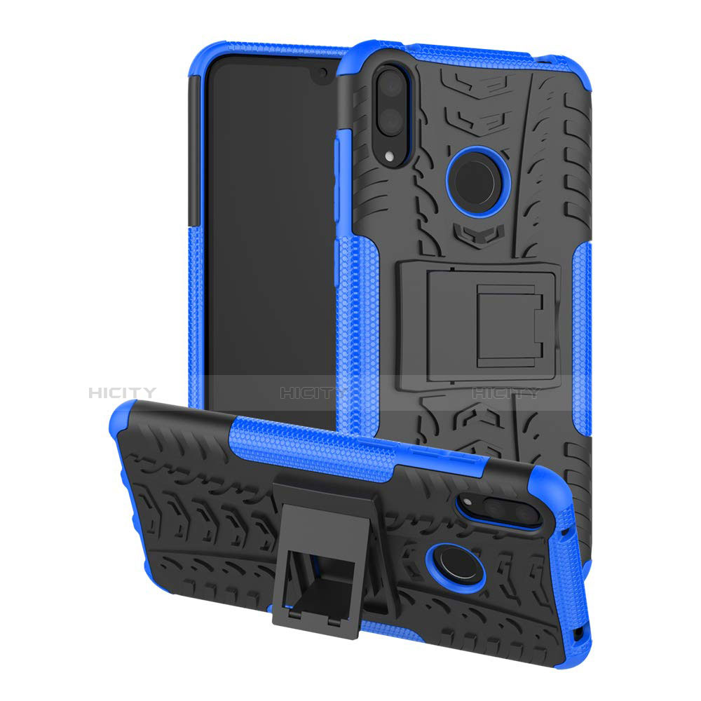 Coque Contour Silicone et Plastique Housse Etui Mat avec Support pour Huawei Y7 (2019) Plus