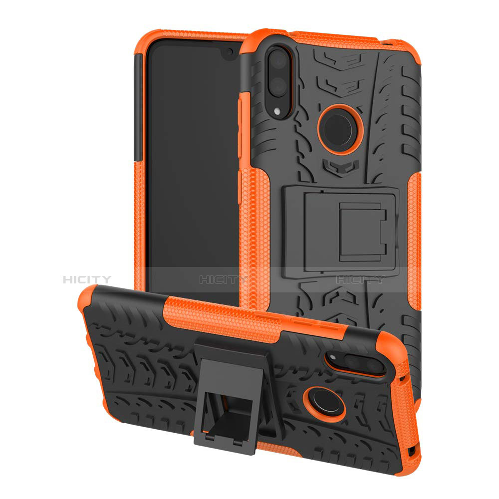 Coque Contour Silicone et Plastique Housse Etui Mat avec Support pour Huawei Y7 (2019) Plus