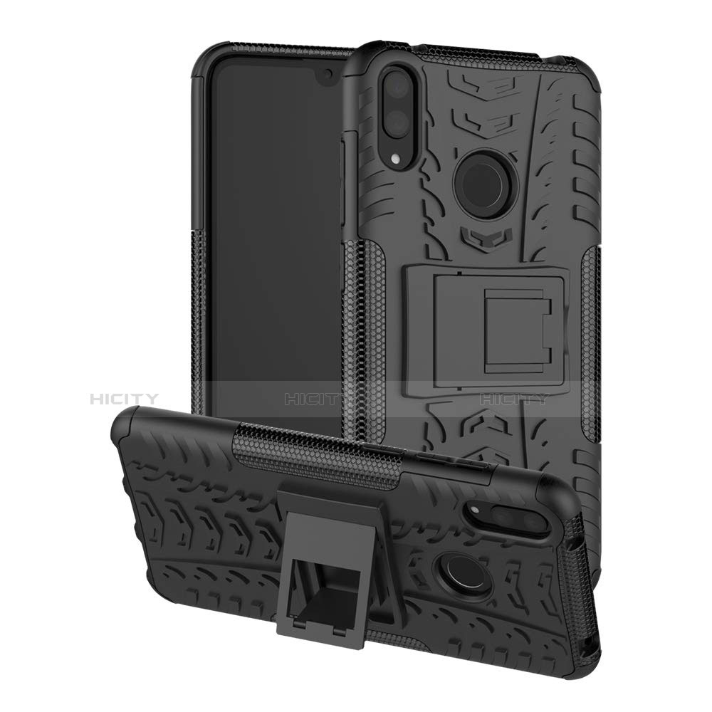 Coque Contour Silicone et Plastique Housse Etui Mat avec Support pour Huawei Y7 (2019) Plus