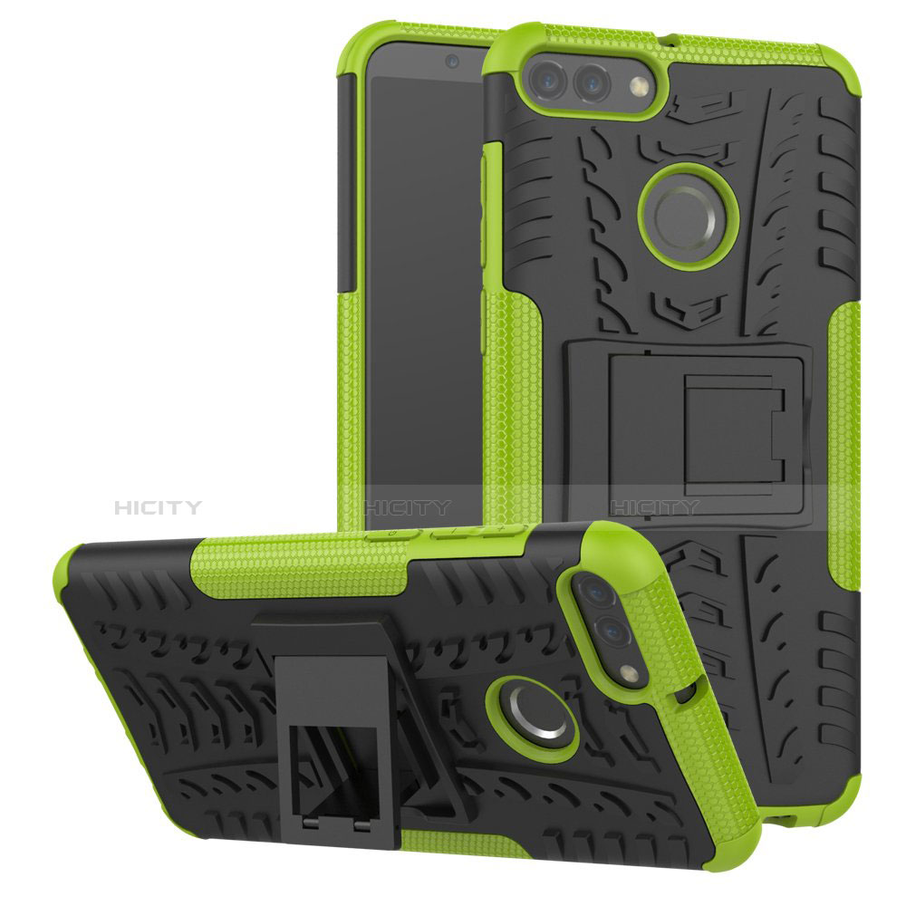 Coque Contour Silicone et Plastique Housse Etui Mat avec Support pour Huawei Y9 (2018) Plus