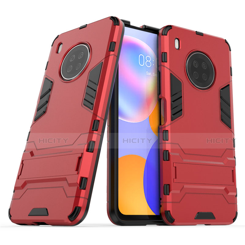 Coque Contour Silicone et Plastique Housse Etui Mat avec Support pour Huawei Y9a Plus